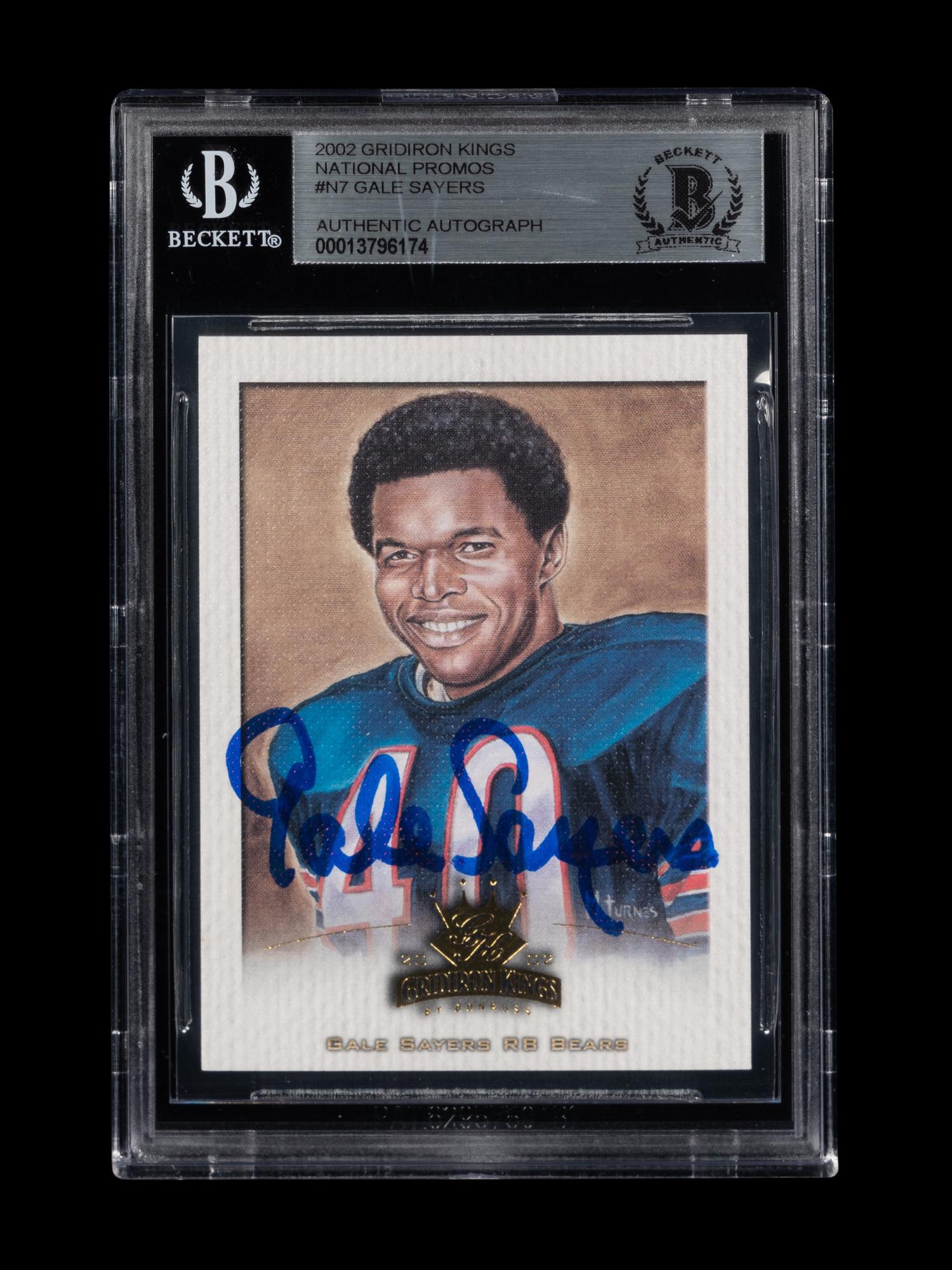 A 2002 Donruss Gridiron Kings National Promos Gale Sayers Signed Autograph Football Card No. N7 (Beckett Authentication Services BAS Certified),