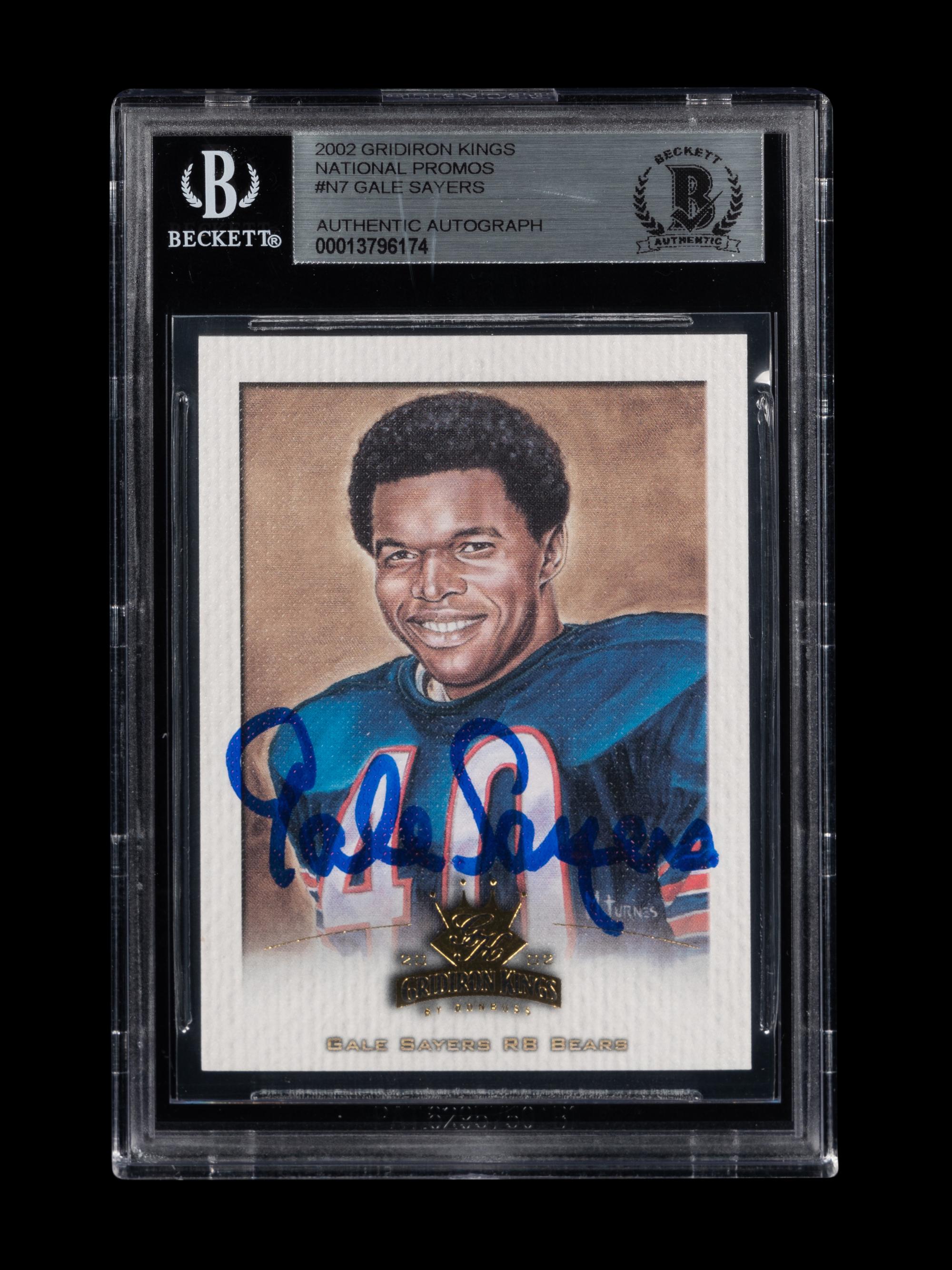 A 2002 Donruss Gridiron Kings National Promos Gale Sayers Signed Autograph Football Card No. N7 (Beckett Authentication Services BAS Certified),