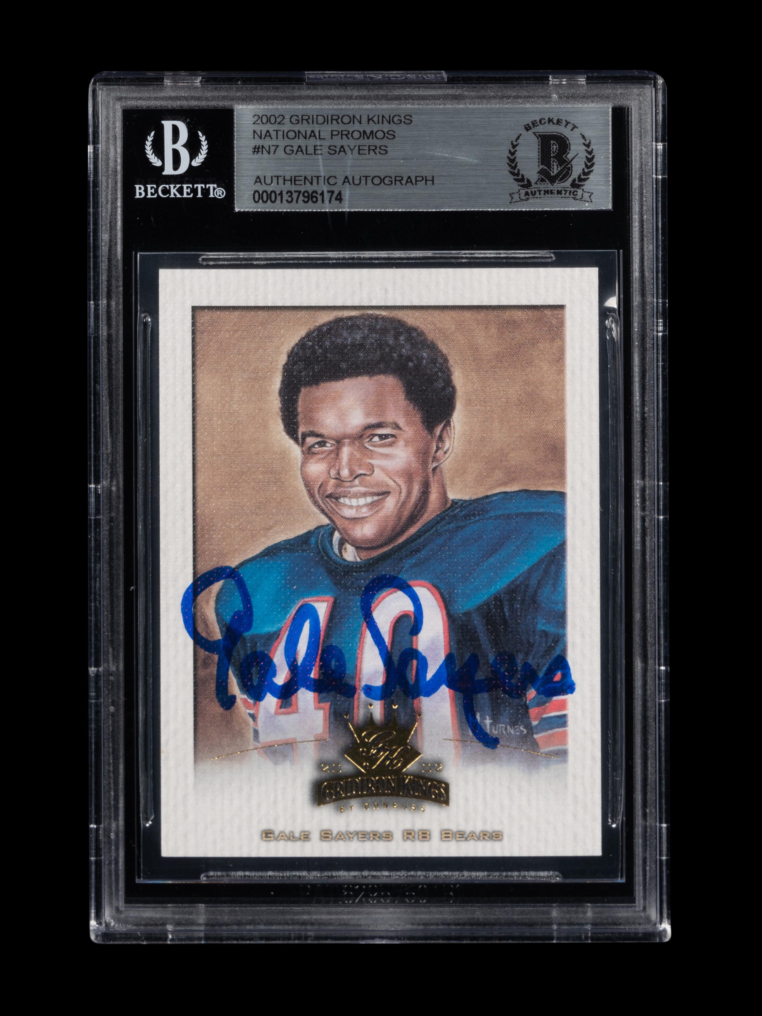A 2002 Donruss Gridiron Kings National Promos Gale Sayers Signed Autograph Football Card No. N7 (Beckett Authentication Services BAS Certified),