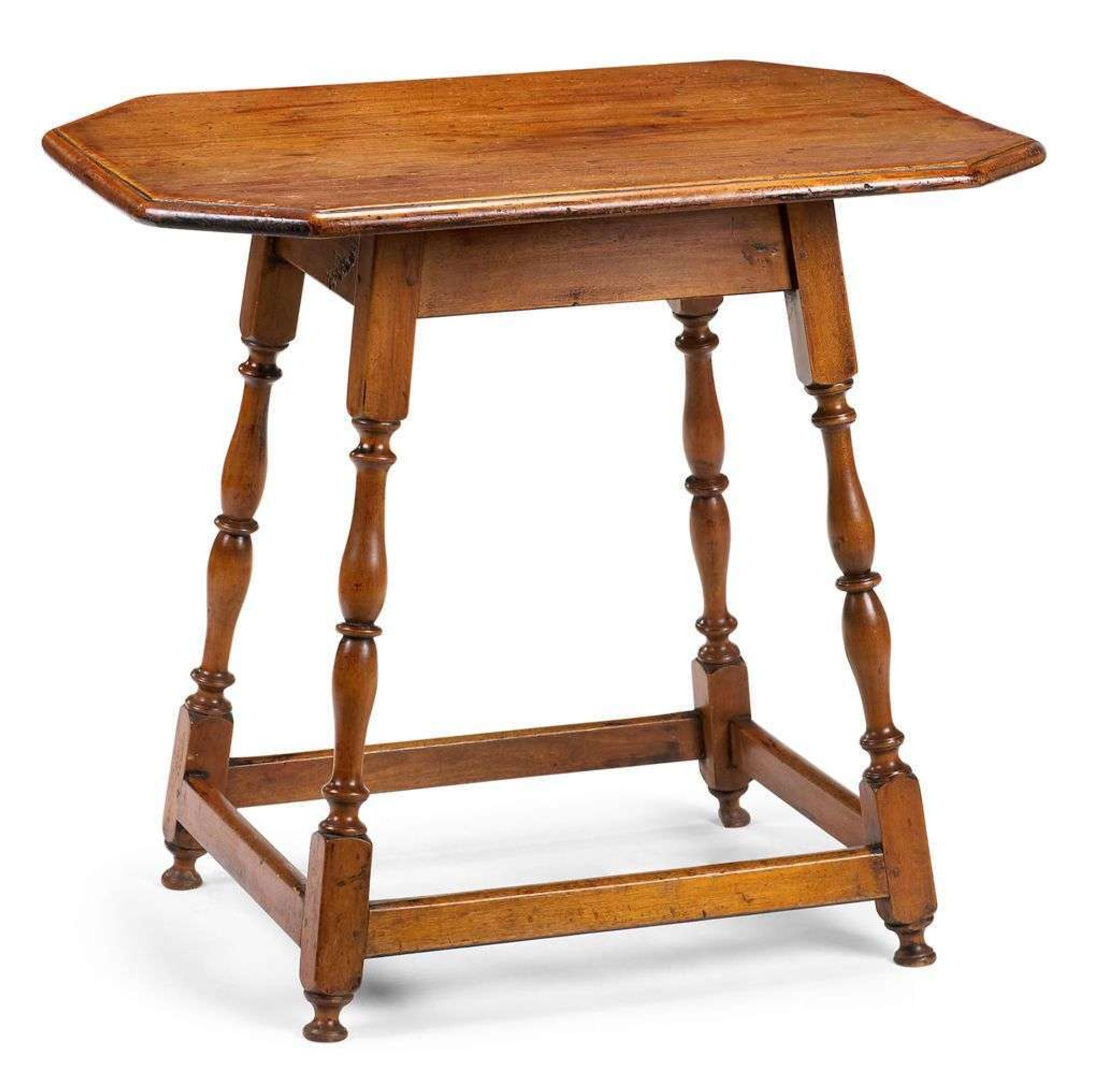 William and Mary pine and maple tavern table new england, first half 18th century