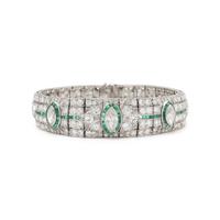 ART DECO, DIAMOND AND EMERALD BRACELET
