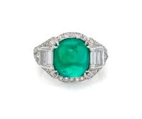A Platinum, Emerald and Diamond Ring, 5.00 dwts.