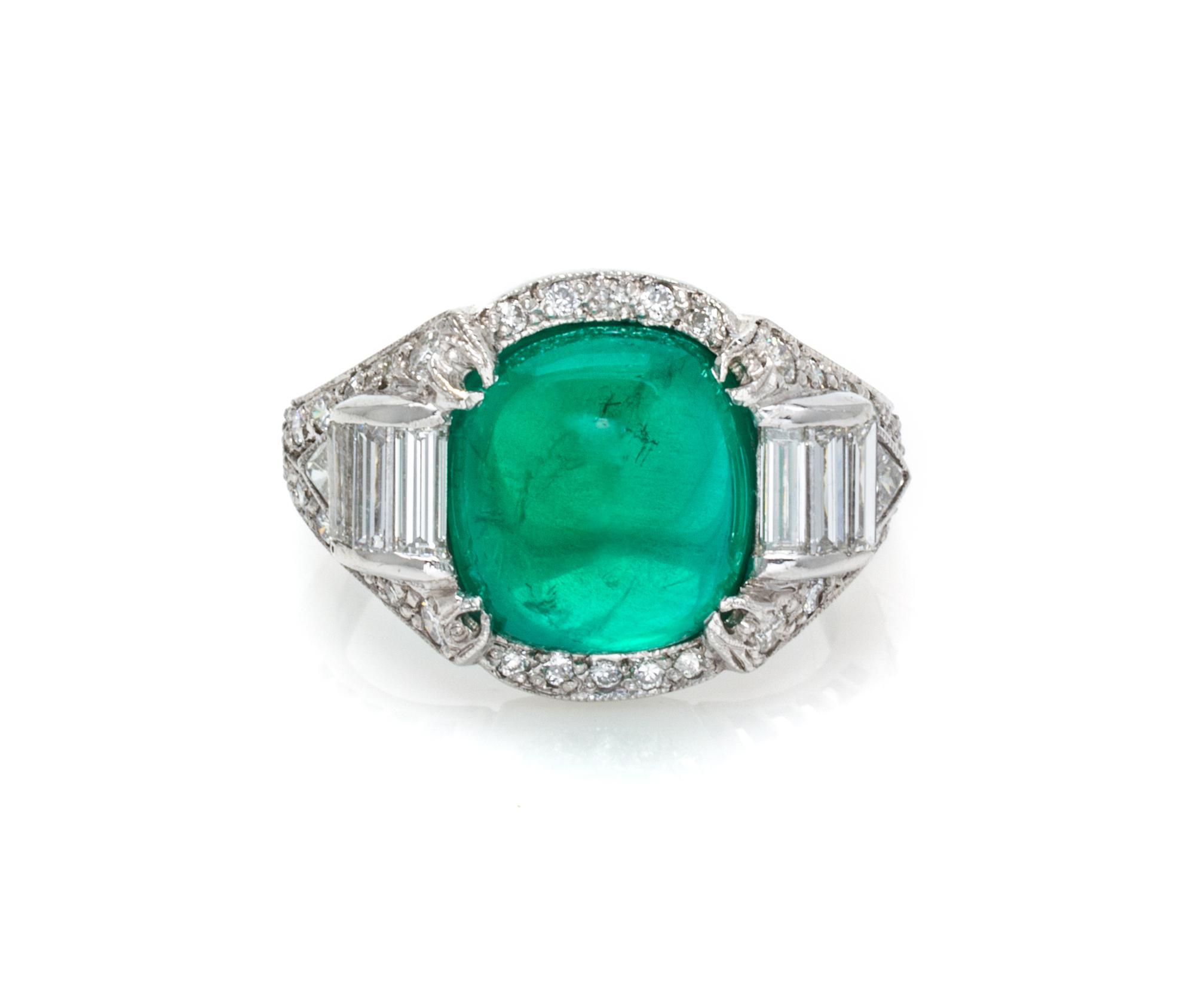 A Platinum, Emerald and Diamond Ring, 5.00 dwts.