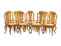 A Set of Twelve Venetian Style Painted Dining Chairs