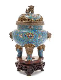 A Cloisonne Enamel Tripod Censer Height of censer 5 3/4 inches.