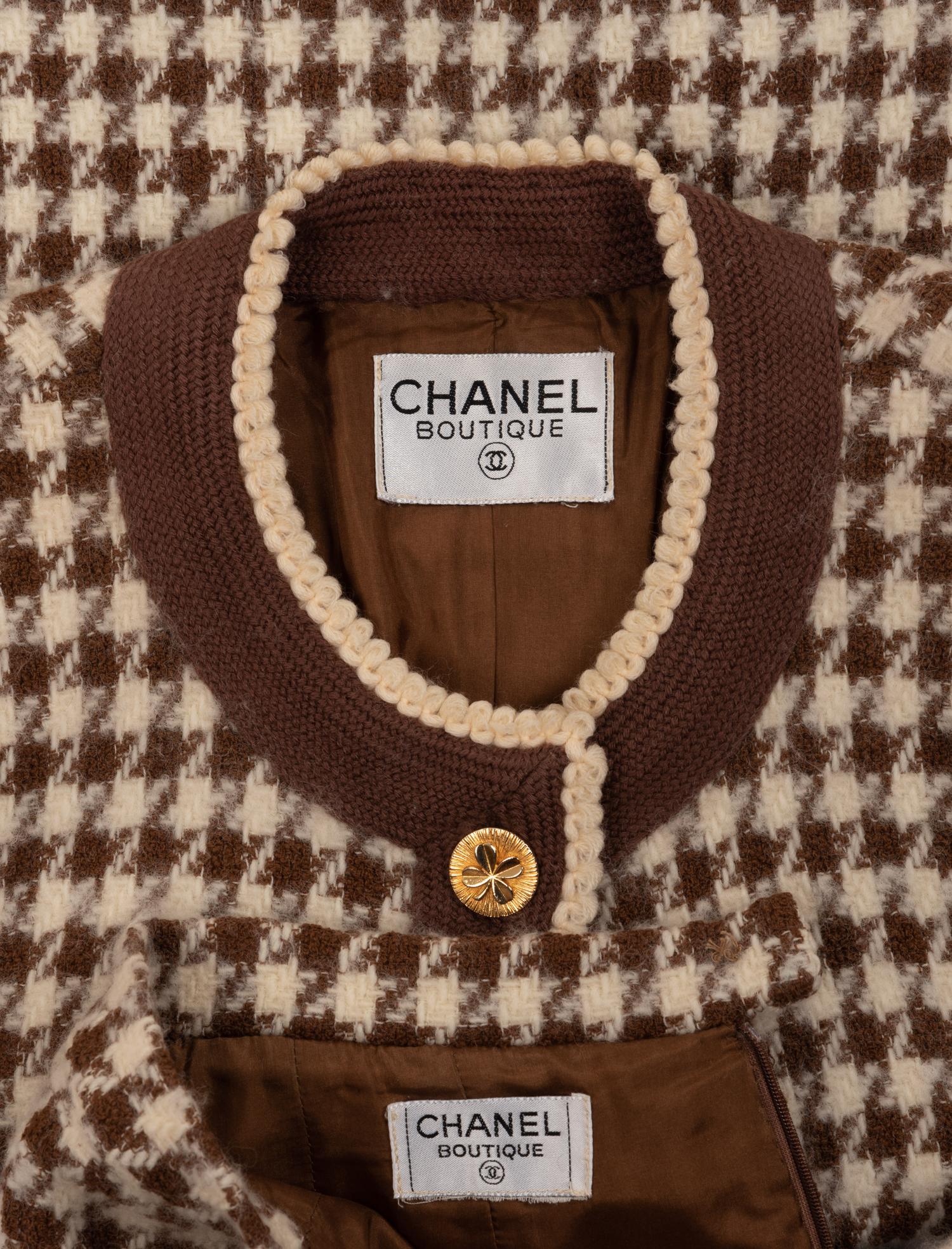 Chanel Two-Piece Houndstooth Skirt Suit, 1990s