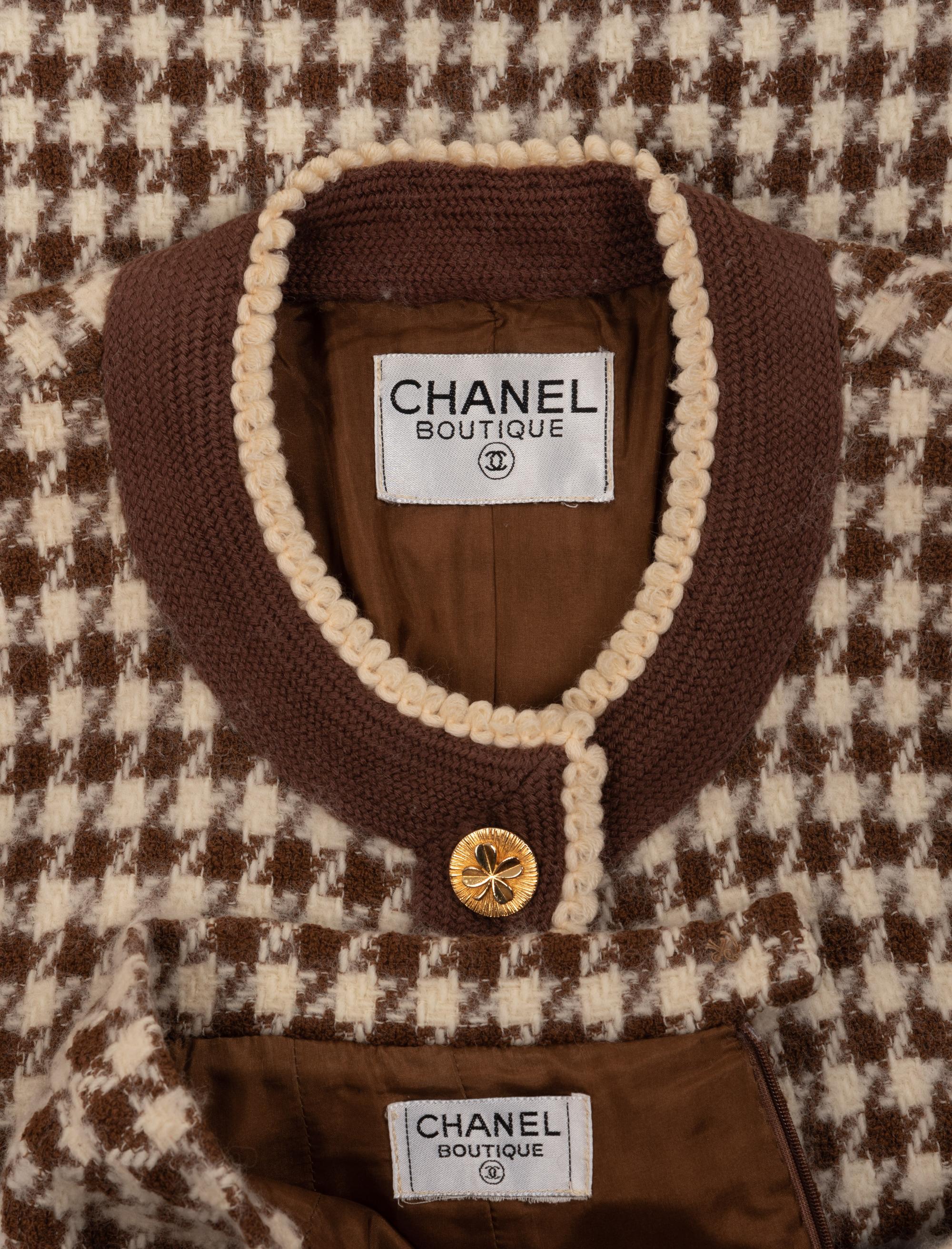 Chanel Two-Piece Houndstooth Skirt Suit, 1990s