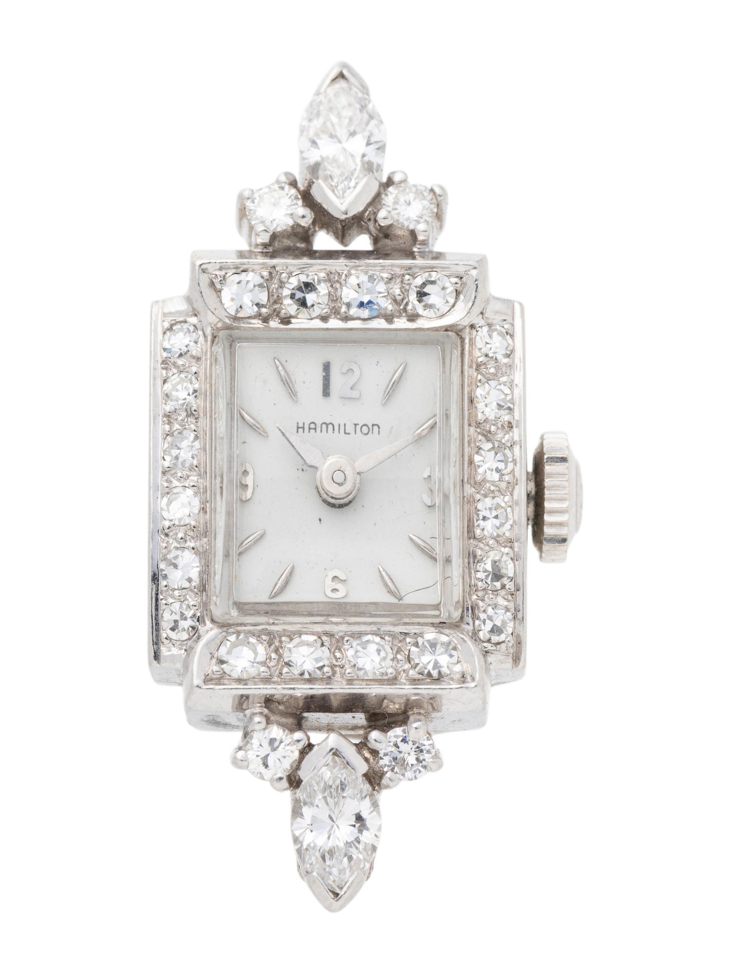 HAMILTON, PLATINUM, WHITE GOLD AND DIAMOND WATCH CASE AND BRACELET