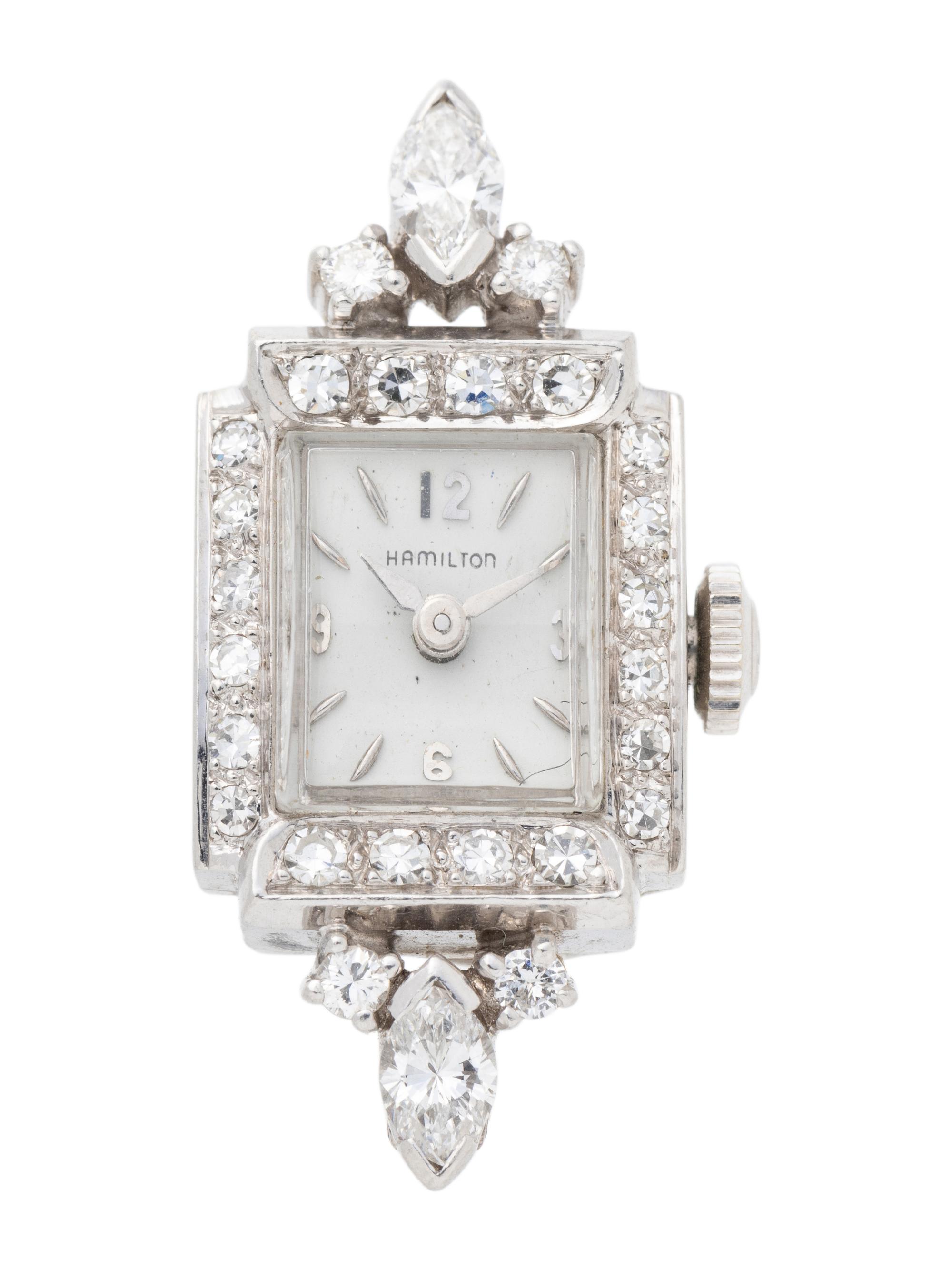 HAMILTON, PLATINUM, WHITE GOLD AND DIAMOND WATCH CASE AND BRACELET