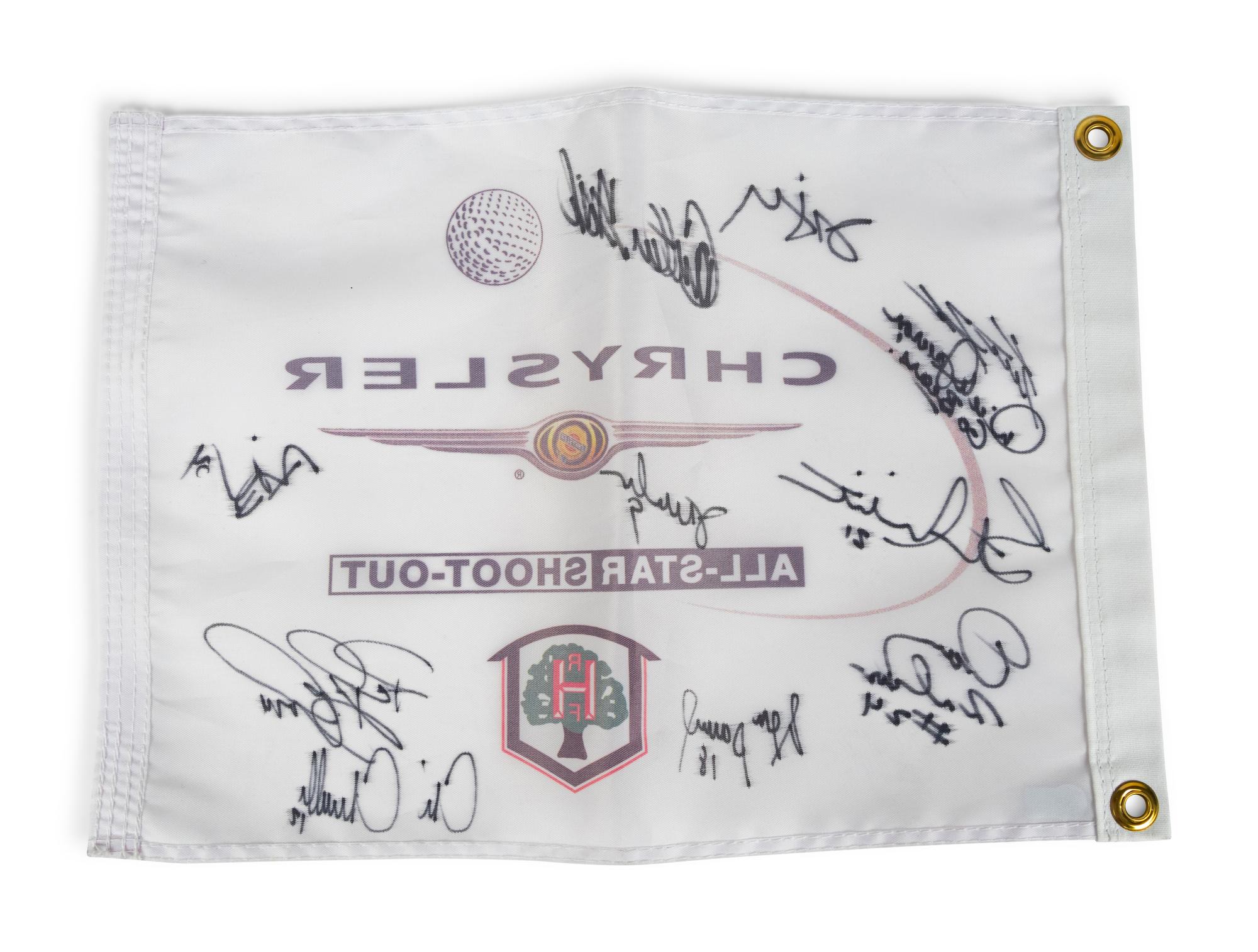 A 2002 Chrysler All-Star Golf Shootout Signed Autograph Golf Flag Including Multiple Chicago Sports Legends (Beckett Authentication Services BAS Certified),,