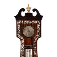A Scottish Rosewood and Mother-of-Pearl Inlaid Wheel Barometer