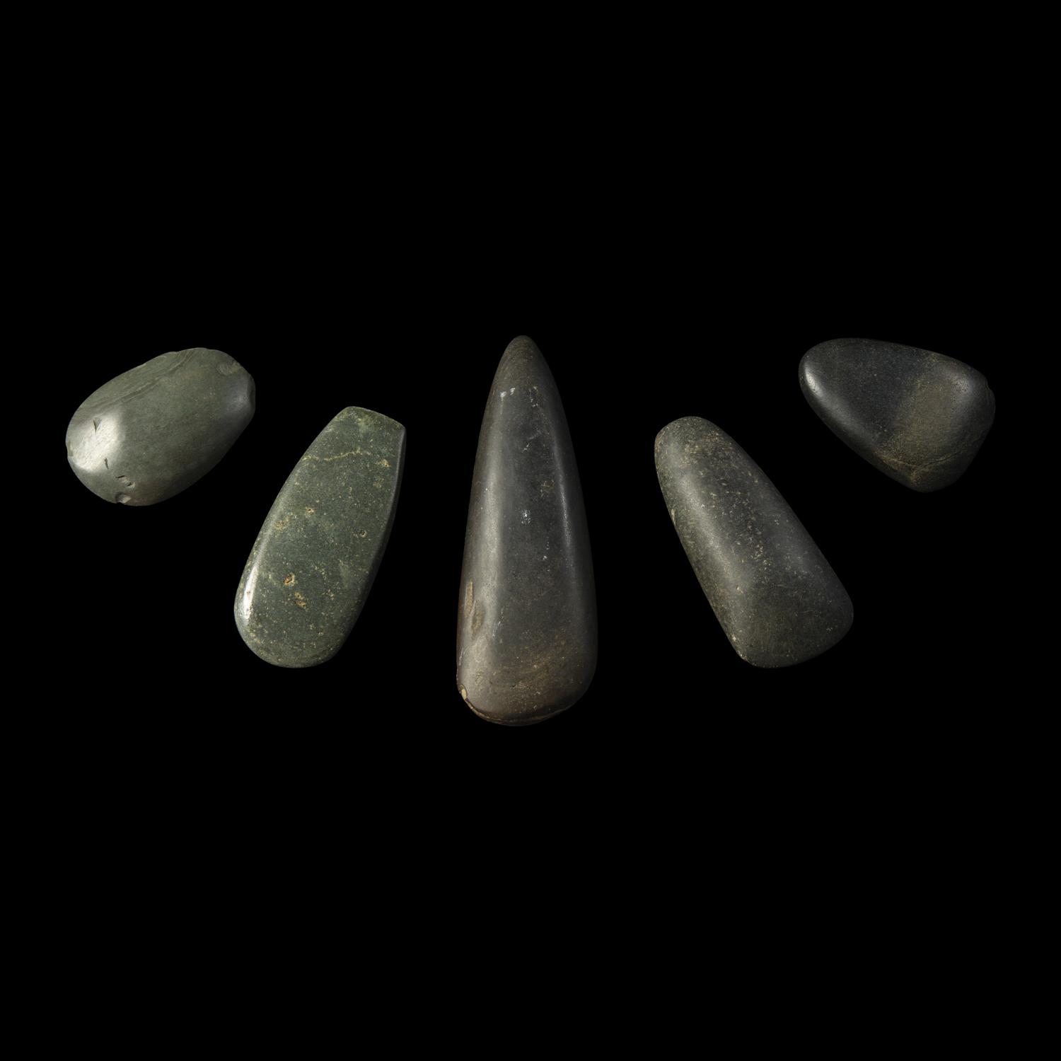 Five Neolithic Greenstone Hand Axes