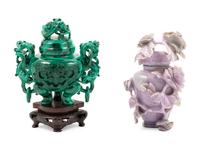 Two Chinese Hardstone Covered Vessels