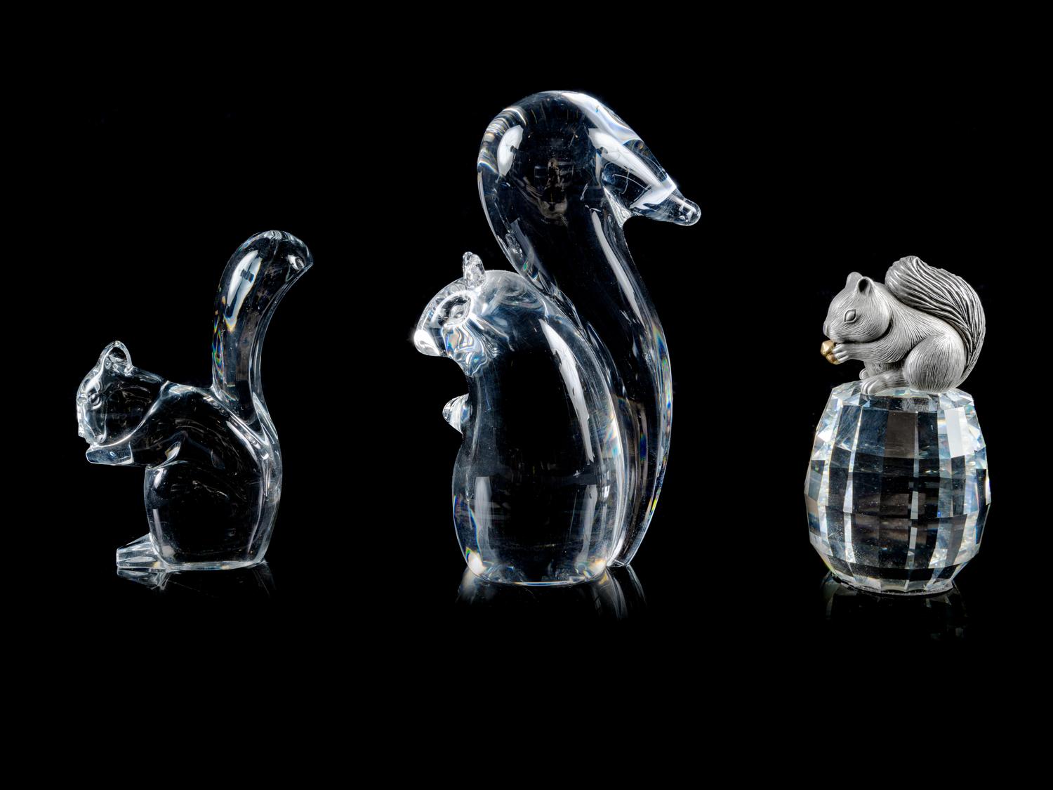 Two Glass Squirrel Figures
