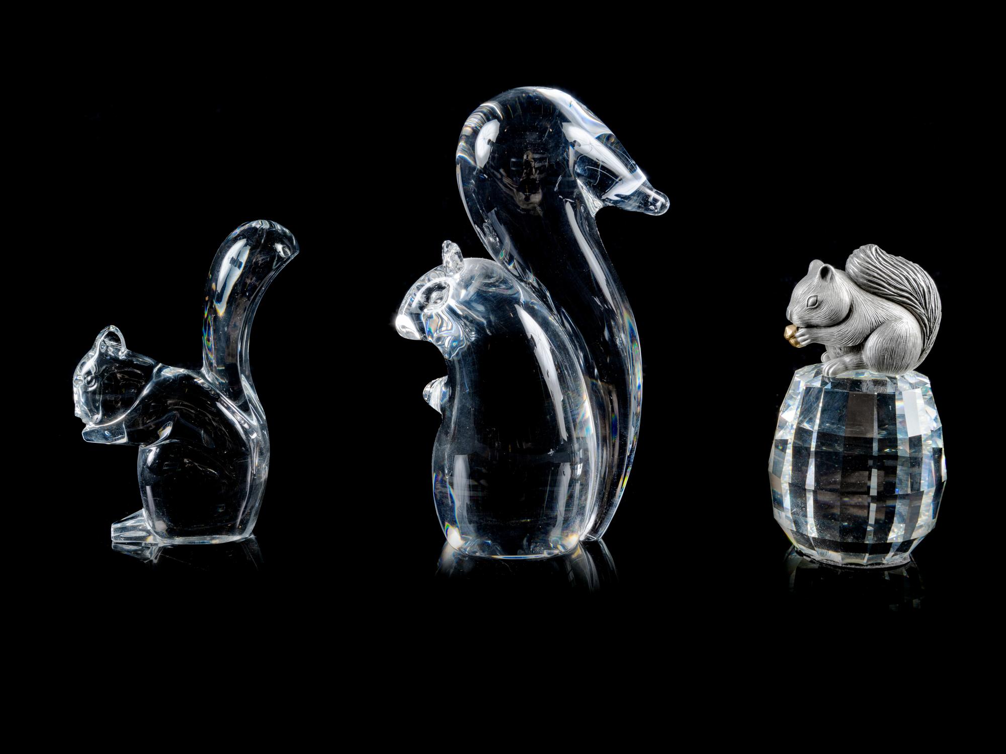 Two Glass Squirrel Figures