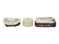 Three Chinese Jade and Jadeite Scholar's Objects, 19th-20th Century