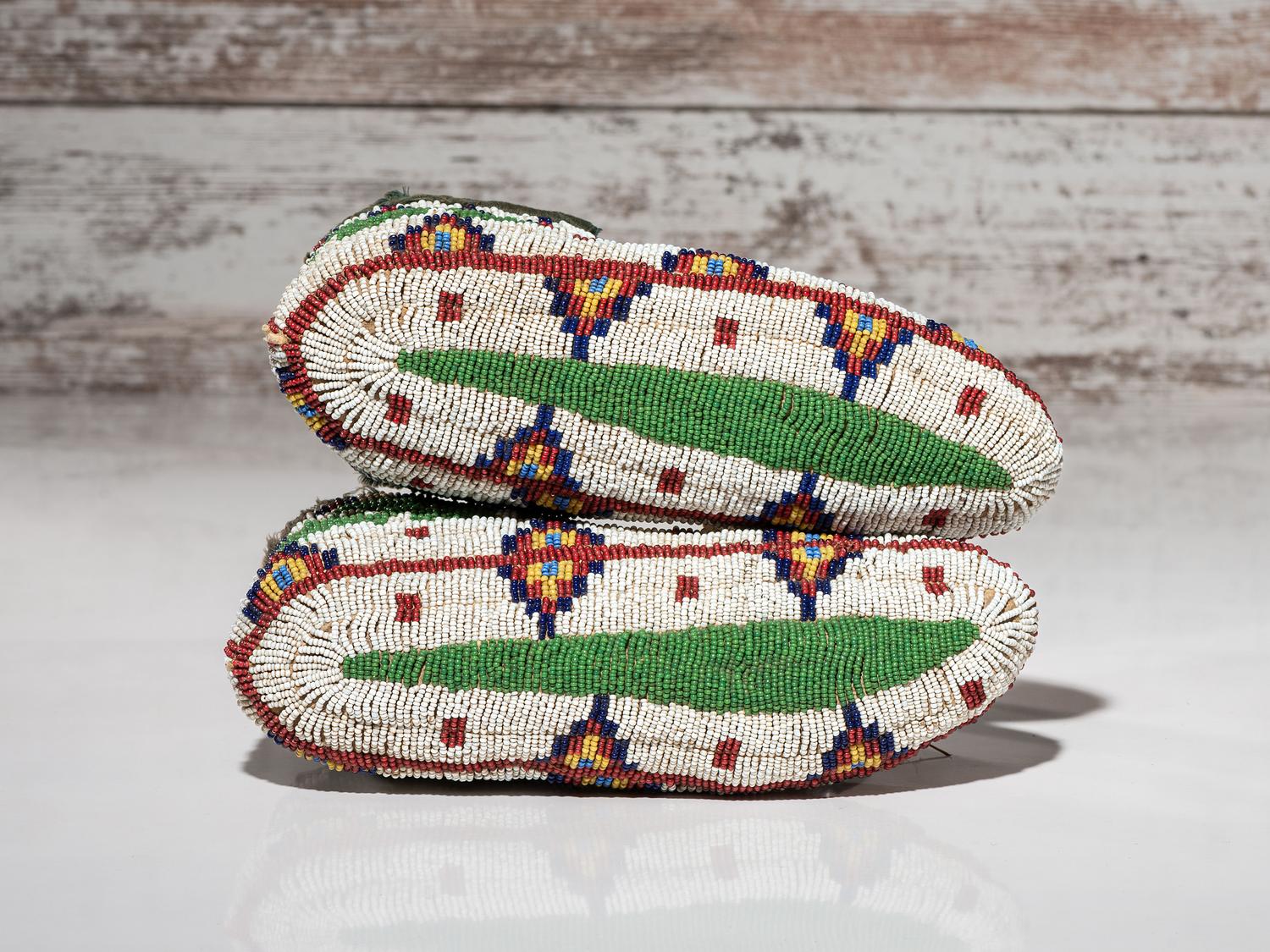 Sioux Fully Beaded Hide Moccasins