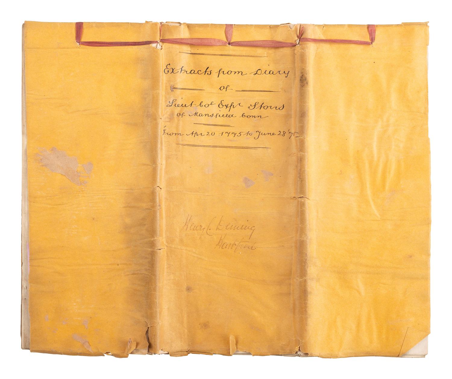 [REVOLUTIONARY WAR] -- [STORRS, Experience (1734-1801)]. Manuscript extracts from the diary of Revolutionary War Lieutenant Colonel Experience Storrs, as identified by James H. Storrs of New York. Ca 19th century.