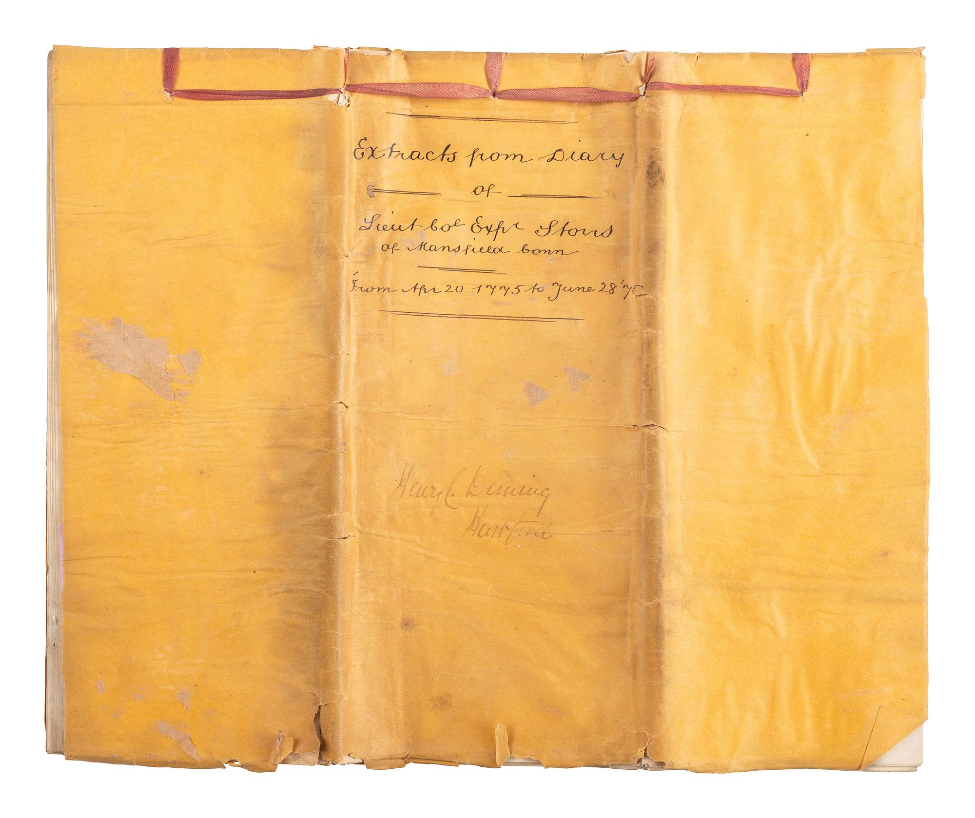 [REVOLUTIONARY WAR] -- [STORRS, Experience (1734-1801)]. Manuscript extracts from the diary of Revolutionary War Lieutenant Colonel Experience Storrs, as identified by James H. Storrs of New York. Ca 19th century.
