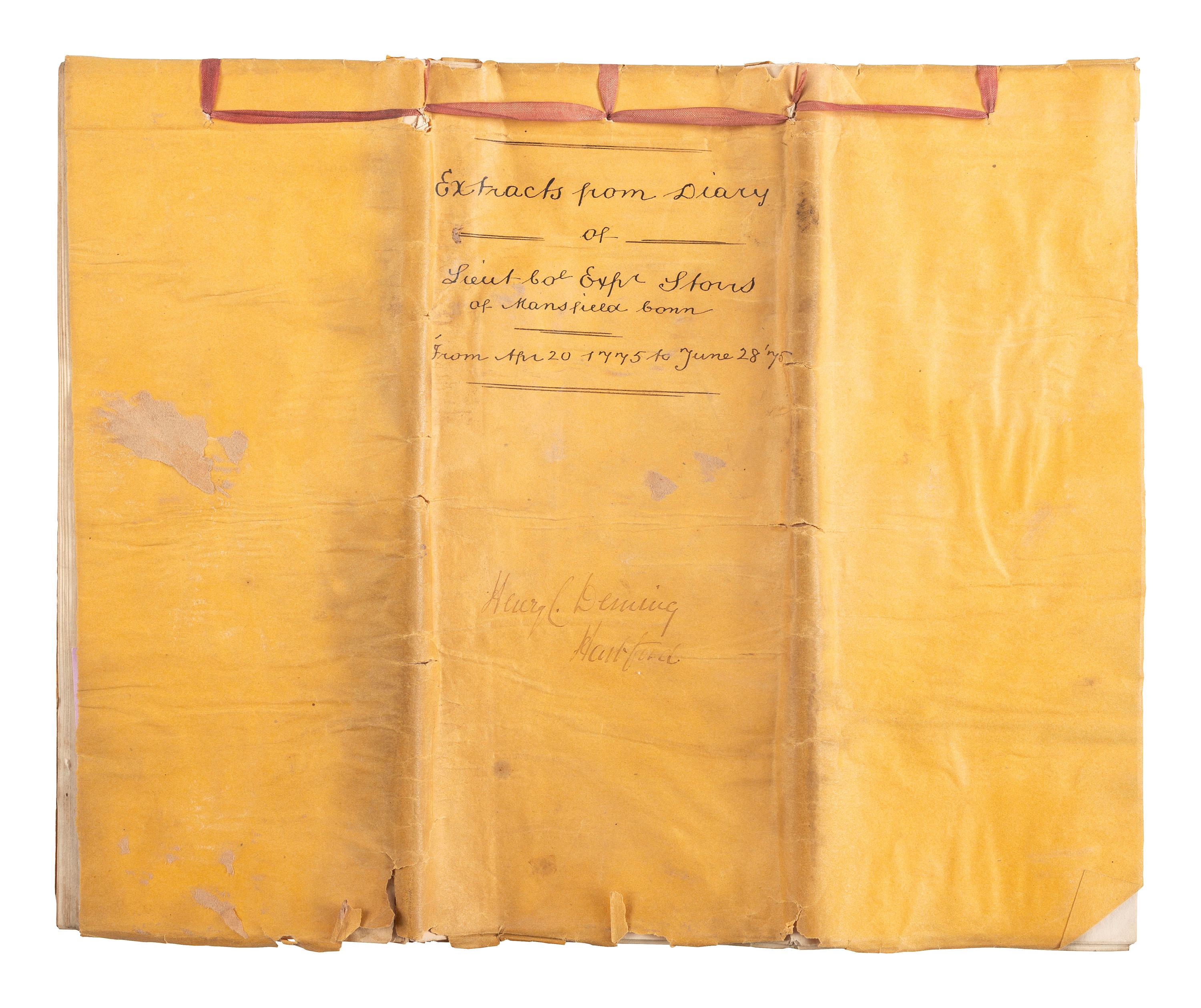 [REVOLUTIONARY WAR] -- [STORRS, Experience (1734-1801)]. Manuscript extracts from the diary of Revolutionary War Lieutenant Colonel Experience Storrs, as identified by James H. Storrs of New York. Ca 19th century.