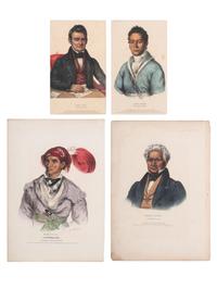 [McKENNEY & HALL]. A group of 4 large folio hand-colored lithographs of Cherokee. 1837-1843.