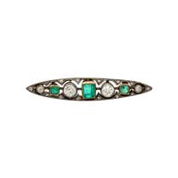 ANTIQUE, EMERALD AND DIAMOND BROOCH