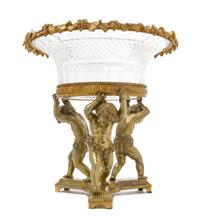 A French Gilt Bronze and Cut Glass Figural Centerpiece Height 14 inches. — 19TH CENTURY