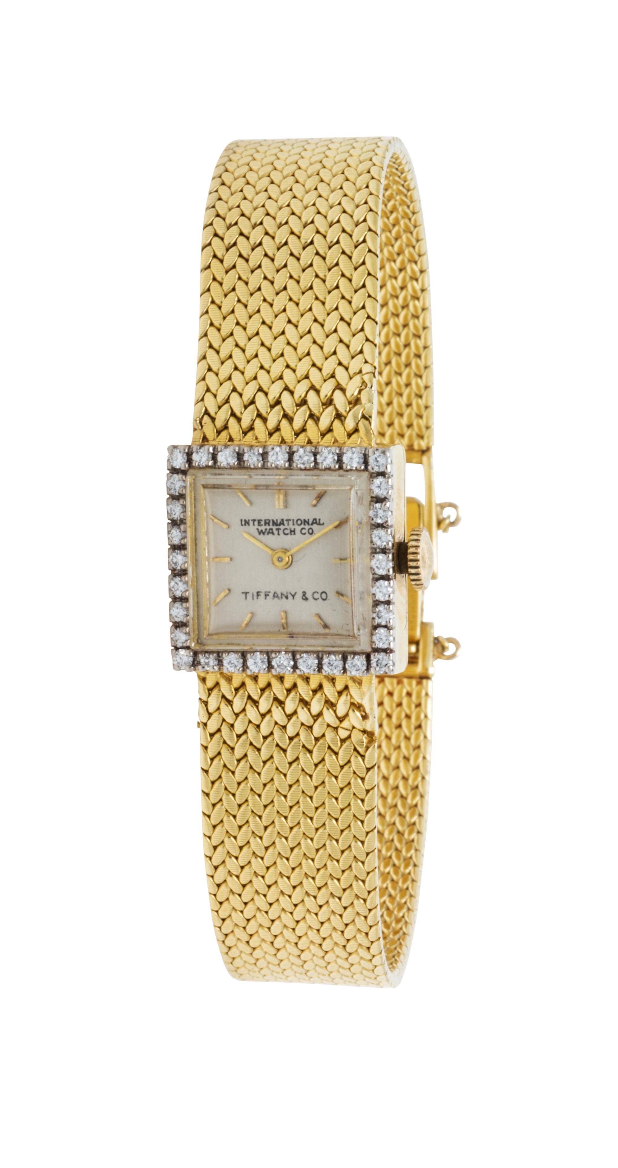 An 18 Karat Yellow Gold and Diamond Wristwatch, I.W.C. for Tiffany & Co., 29.70 dwts.
