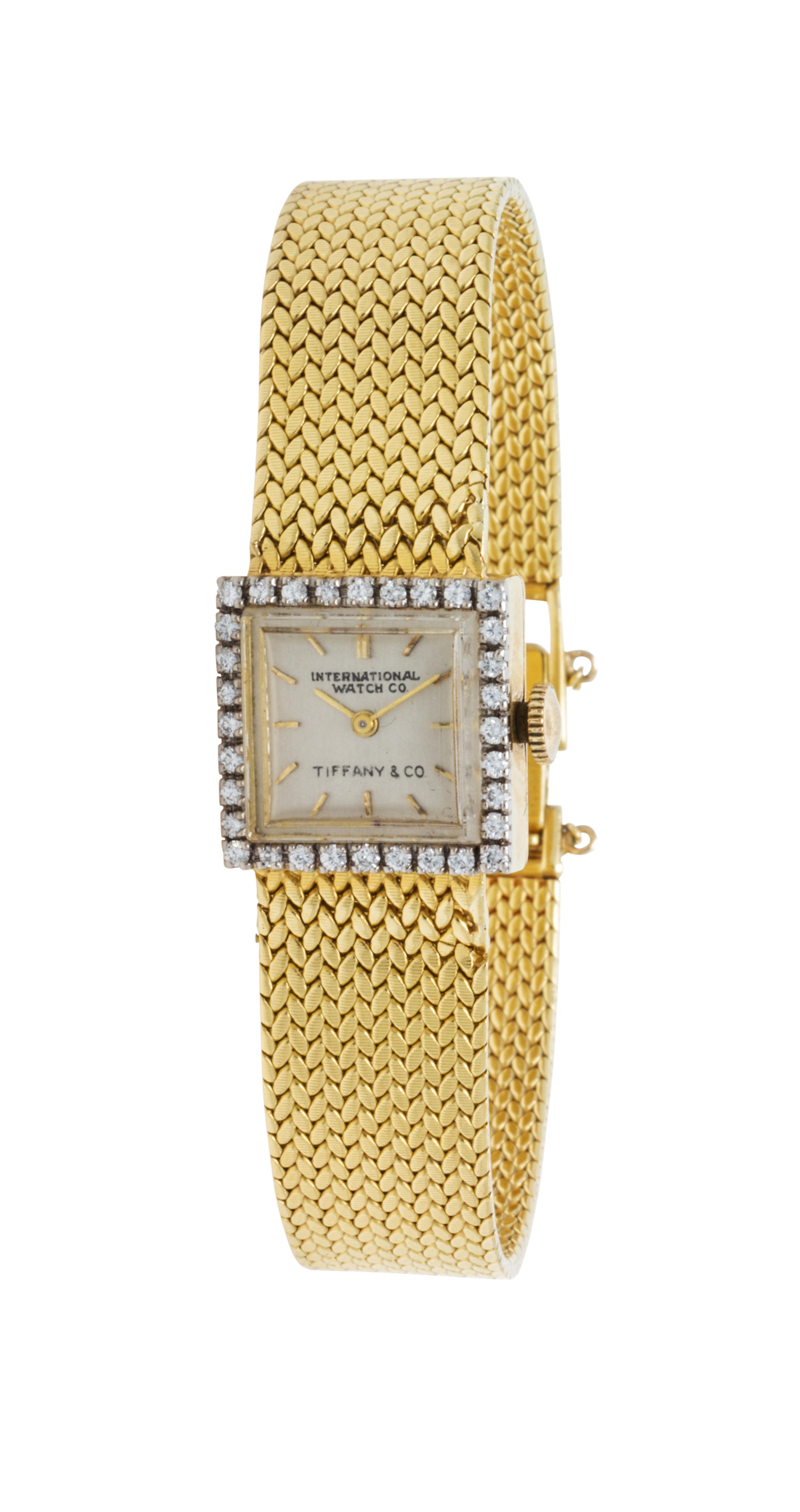 An 18 Karat Yellow Gold and Diamond Wristwatch, I.W.C. for Tiffany & Co., 29.70 dwts.