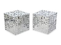 A Pair of Tri-Mark Reticulated Chrome-Plated Steel Cube Tables — MID-20TH CENTURY