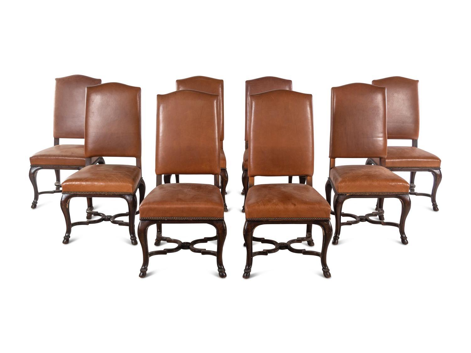 A Set of Eight Ralph Lauren Leather Upholstered Dining Chairs