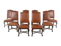 A Set of Eight Ralph Lauren Leather Upholstered Dining Chairs