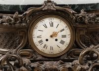 A Large Tiffany and Co. Bronze and Marble Mantel Clock