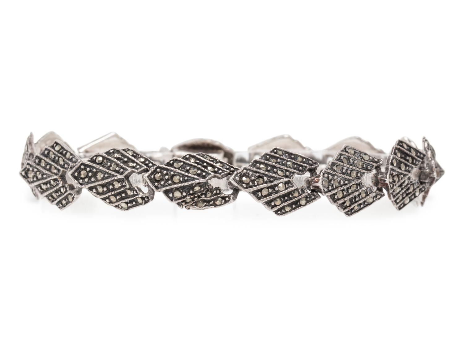 COLLECTION OF MARCASITE JEWELRY WITH MONOGRAMMED PIN