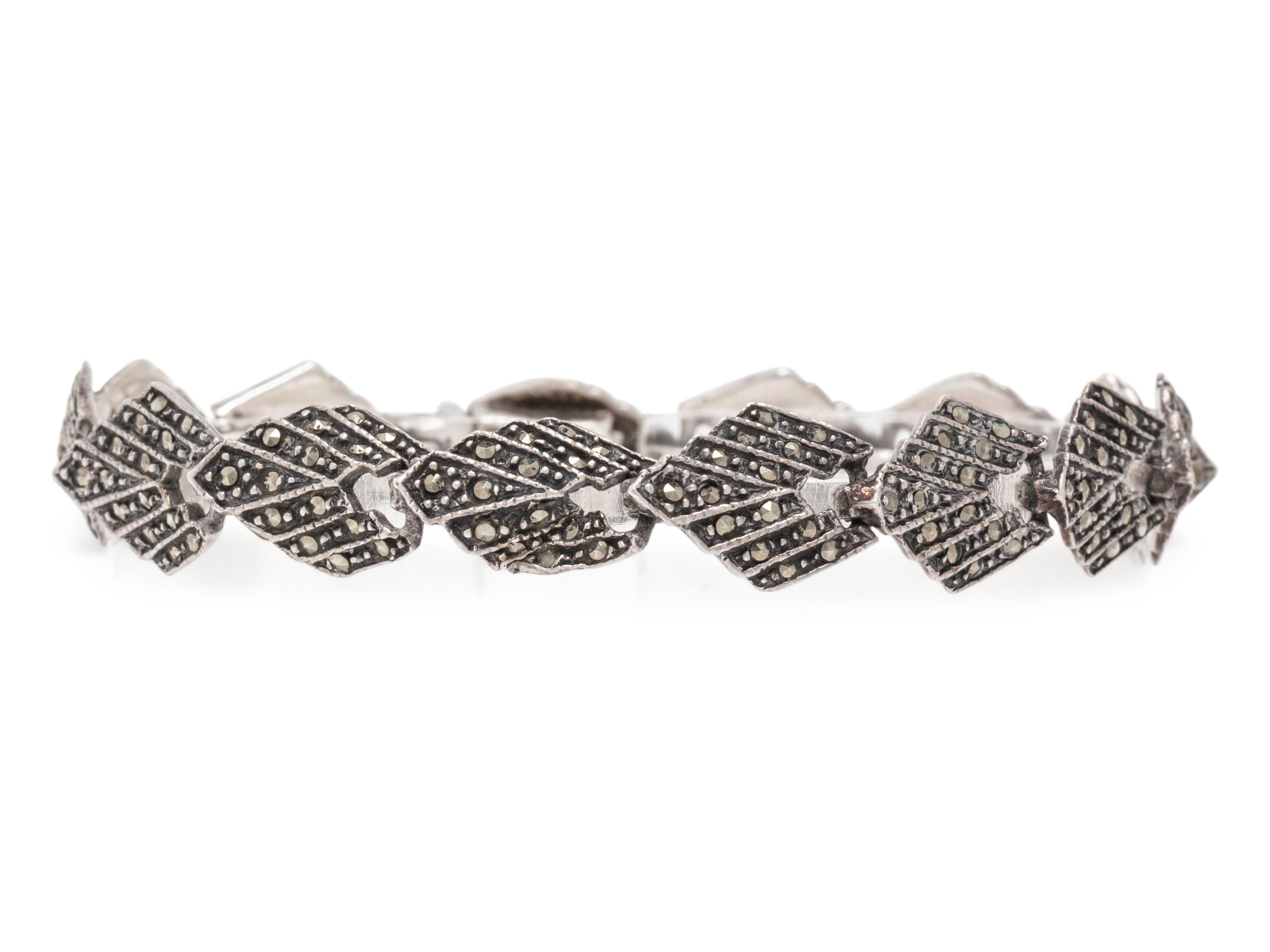 COLLECTION OF MARCASITE JEWELRY WITH MONOGRAMMED PIN