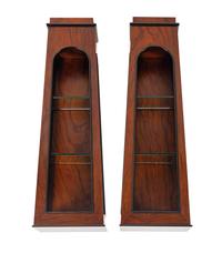 A Pair of Contemporary Rosewood and Glass Hanging Etageres
