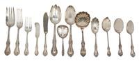 An American Sterling Silver Flatware Service, International Silver Co., Joan of Arc pattern, comprising: 11 dinner knives 8 dinner fork