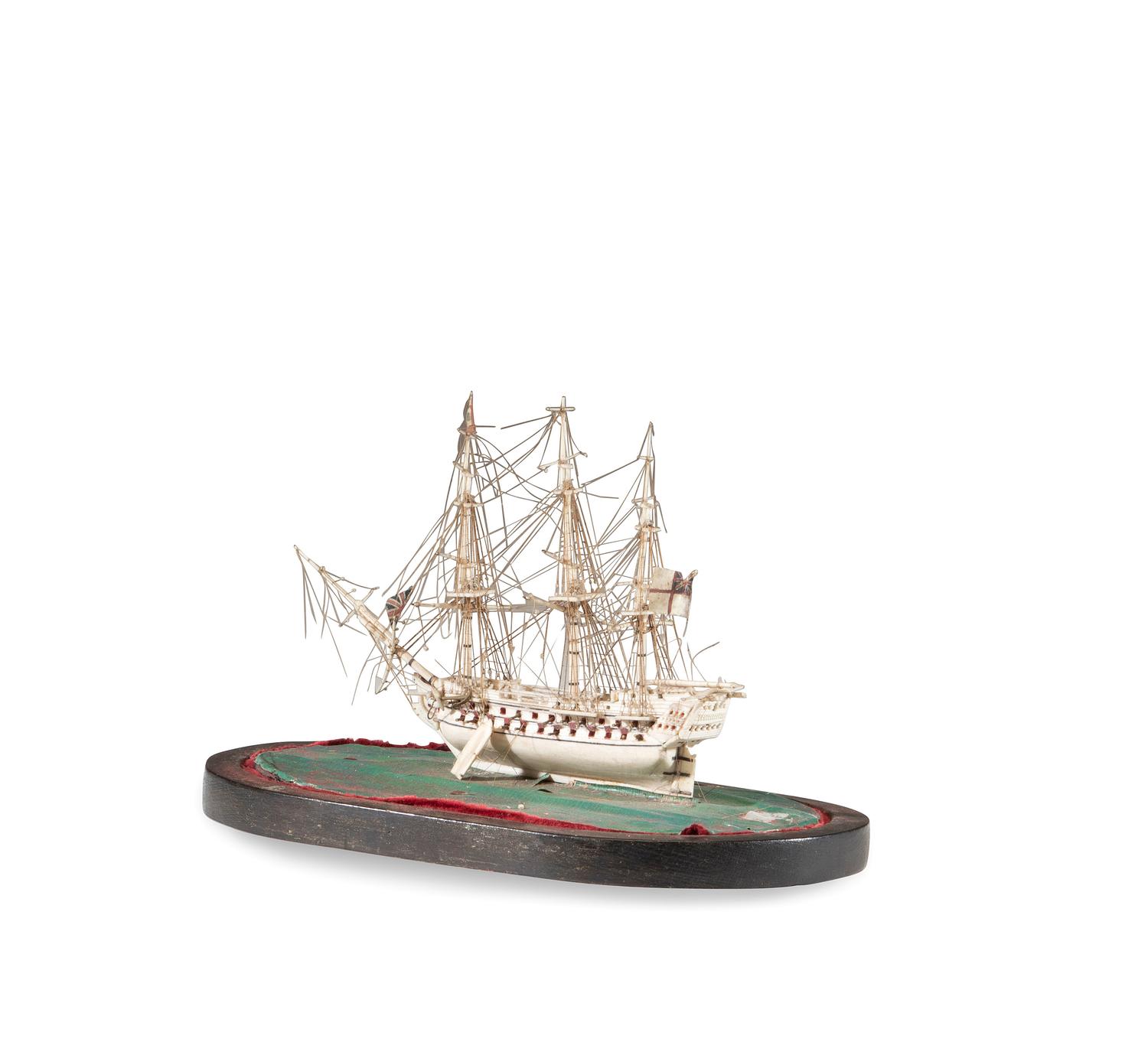 A French Prisoner of War Bone Model of a British Warship