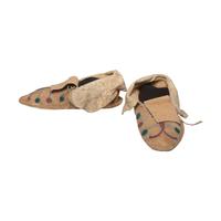 Crow Beaded Hide Moccasins