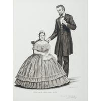 Lloyd Ostendorf, Pen and Ink Wash Drawing of Abraham and Mary Todd Lincoln