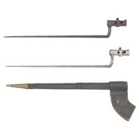 Two US Model 1851 Cadet Socket Bayonets, 1 Browned & 1 Bright with Scabbard