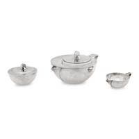 An Ercuis Silver-Plate Three-Piece Tea Service