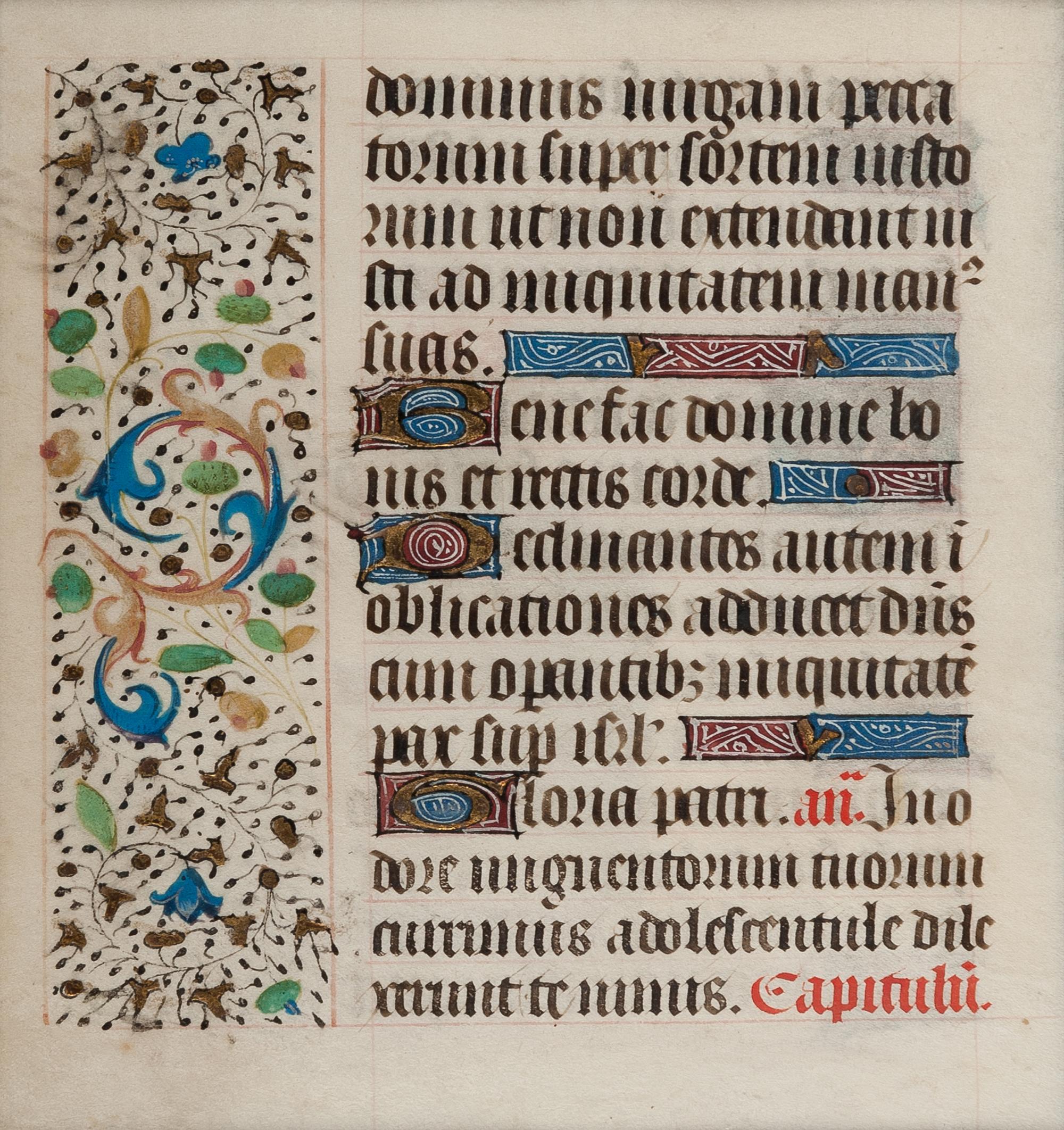 [MANUSCRIPT LEAVES -- BIBLES]. A group of 4 manuscript leaves on vellum, matted together, comprising: