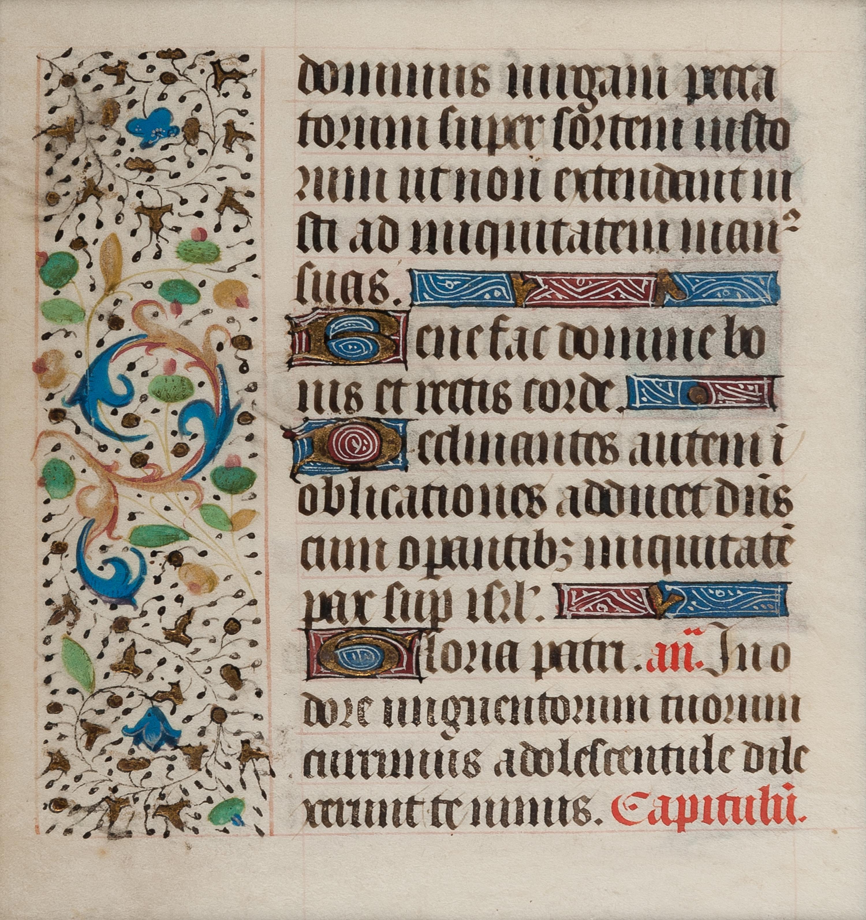 [MANUSCRIPT LEAVES -- BIBLES]. A group of 4 manuscript leaves on vellum, matted together, comprising:
