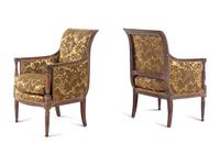 A Pair of Directoire Walnut Bergères