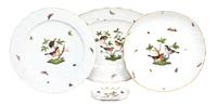 Four Herend Porcelain Table Articles, Width of widest 16 3/4 inches.