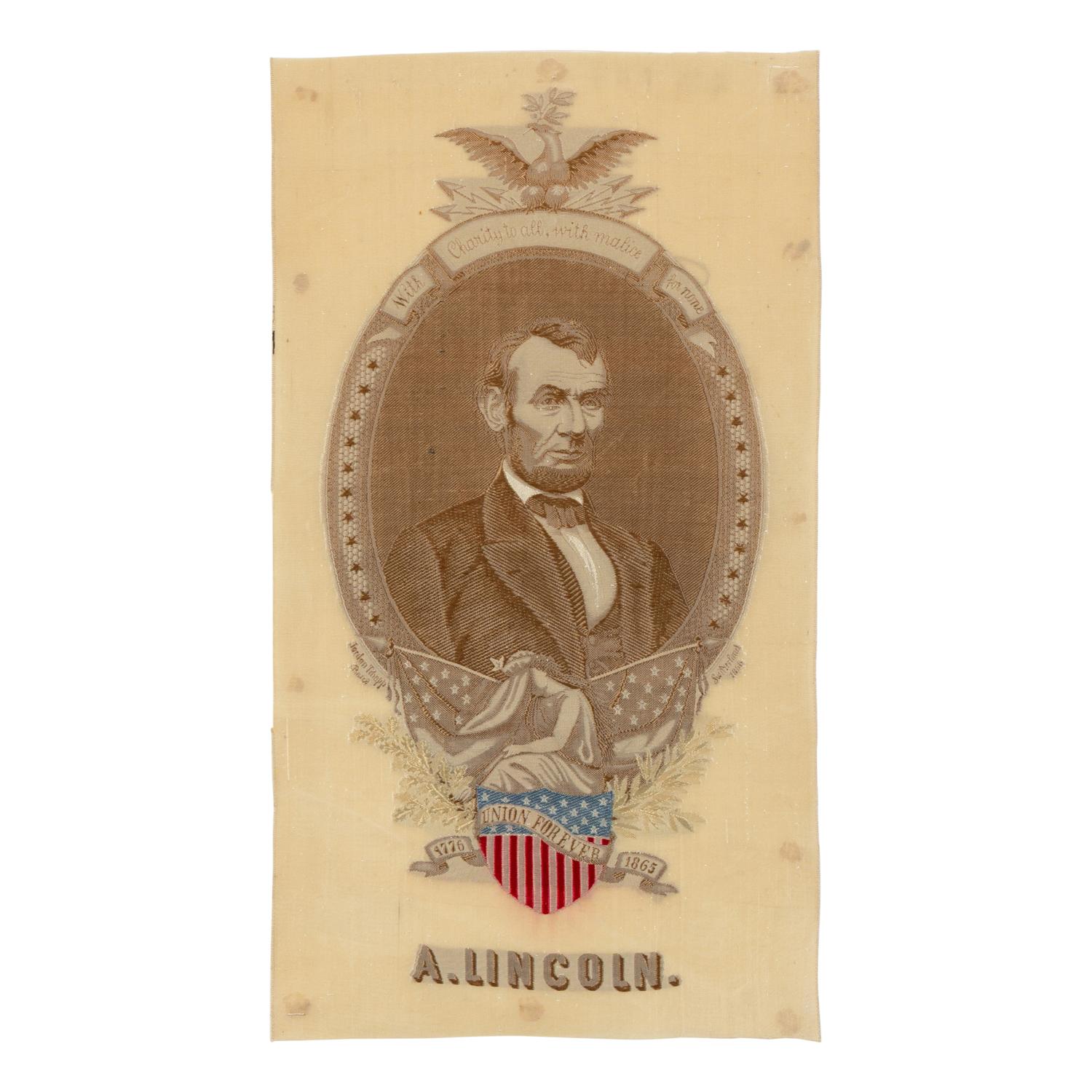 [LINCOLN, Abraham (1809-1865)]. A pair of Stevengraphs depicting Abraham Lincoln, comprising: