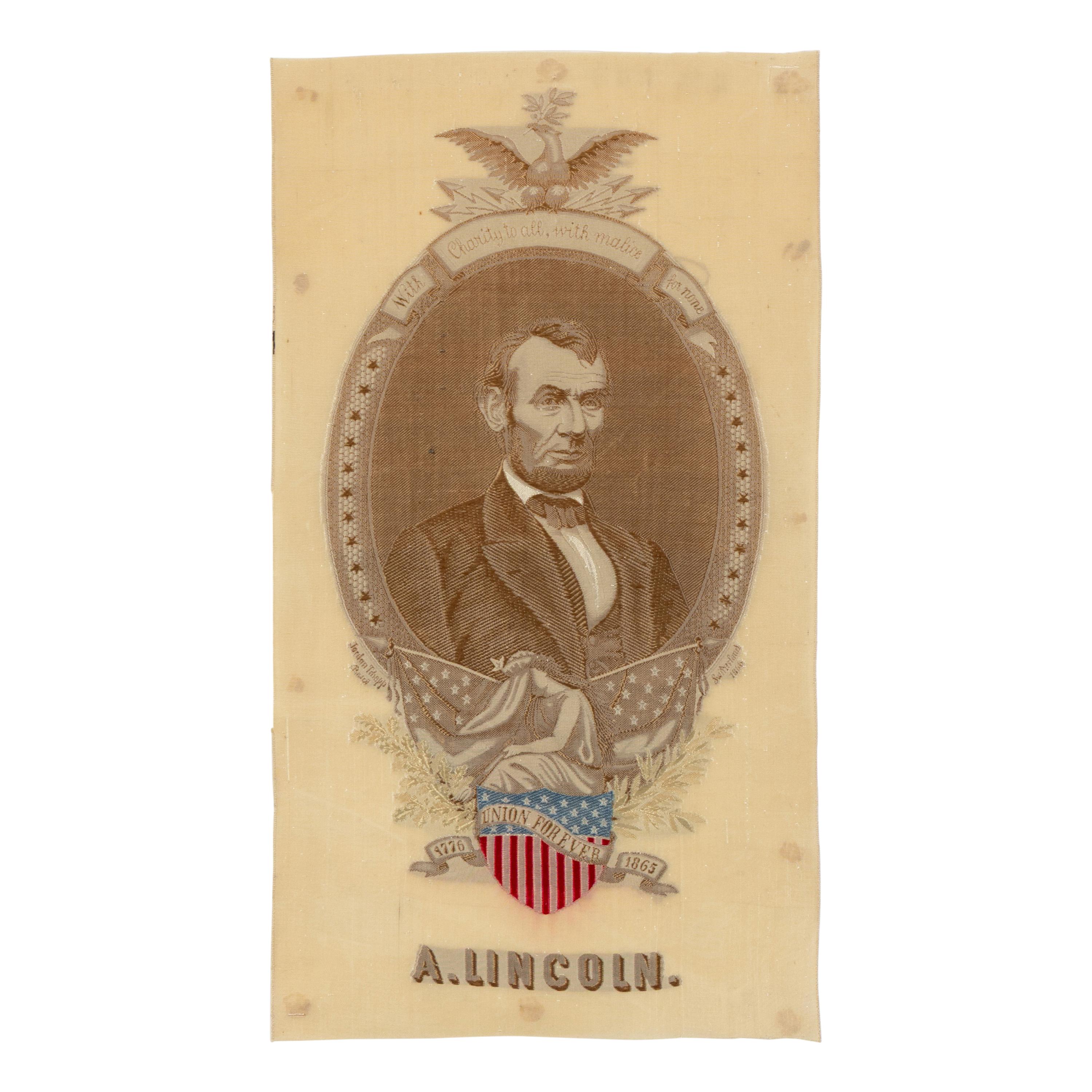 [LINCOLN, Abraham (1809-1865)]. A pair of Stevengraphs depicting Abraham Lincoln, comprising: