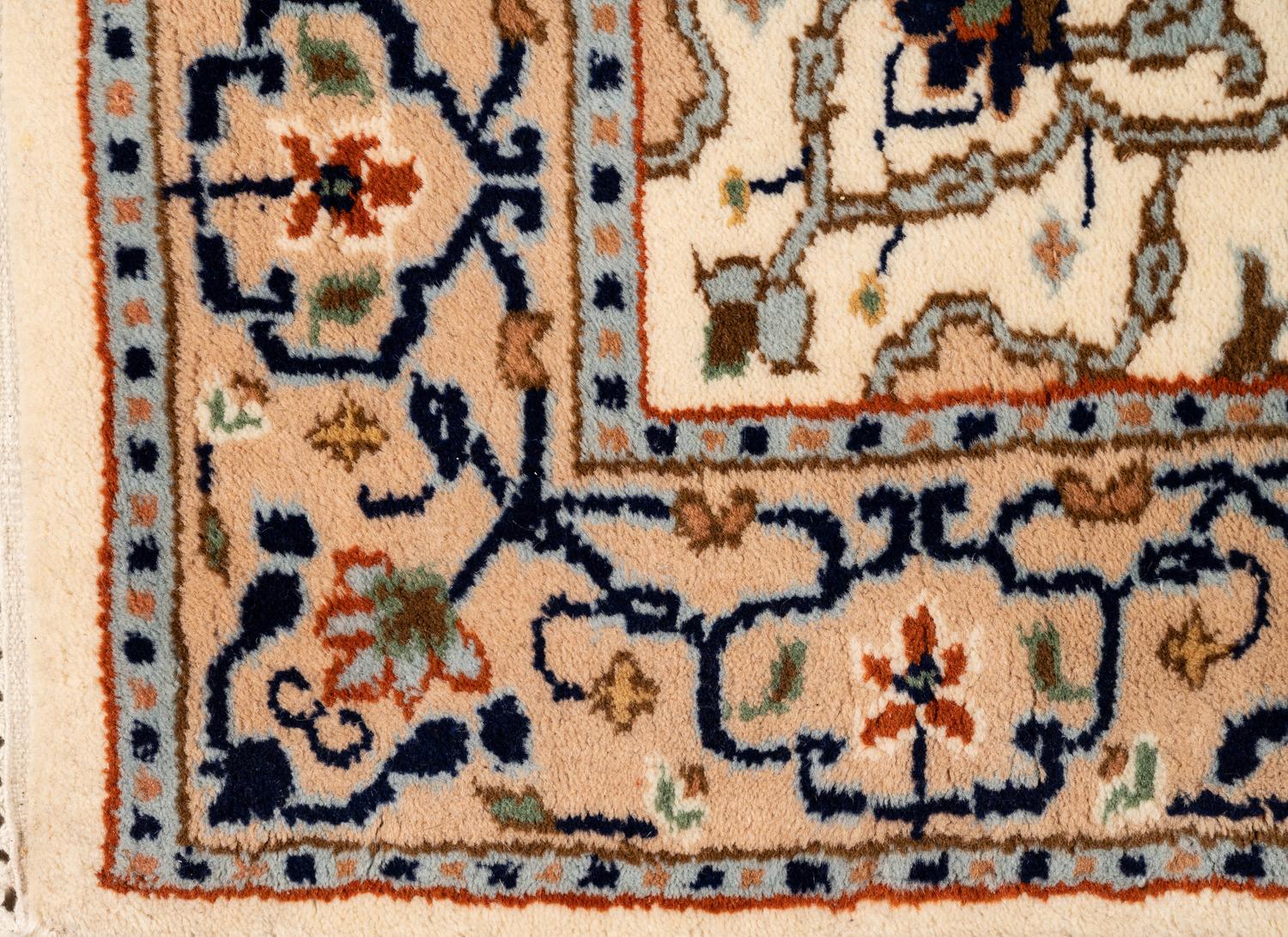 Three Indo-Persian Wool Mats and a Persian Pictorial Wool Mat
