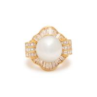 CULTURED PEARL AND DIAMOND RING